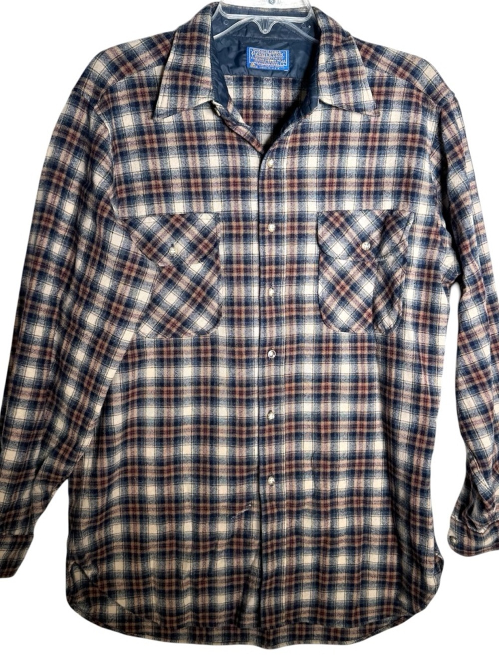 Vintage Pendleton 100% Virgin Wool Plaid Board Style Shirt Men’s L Made In USA